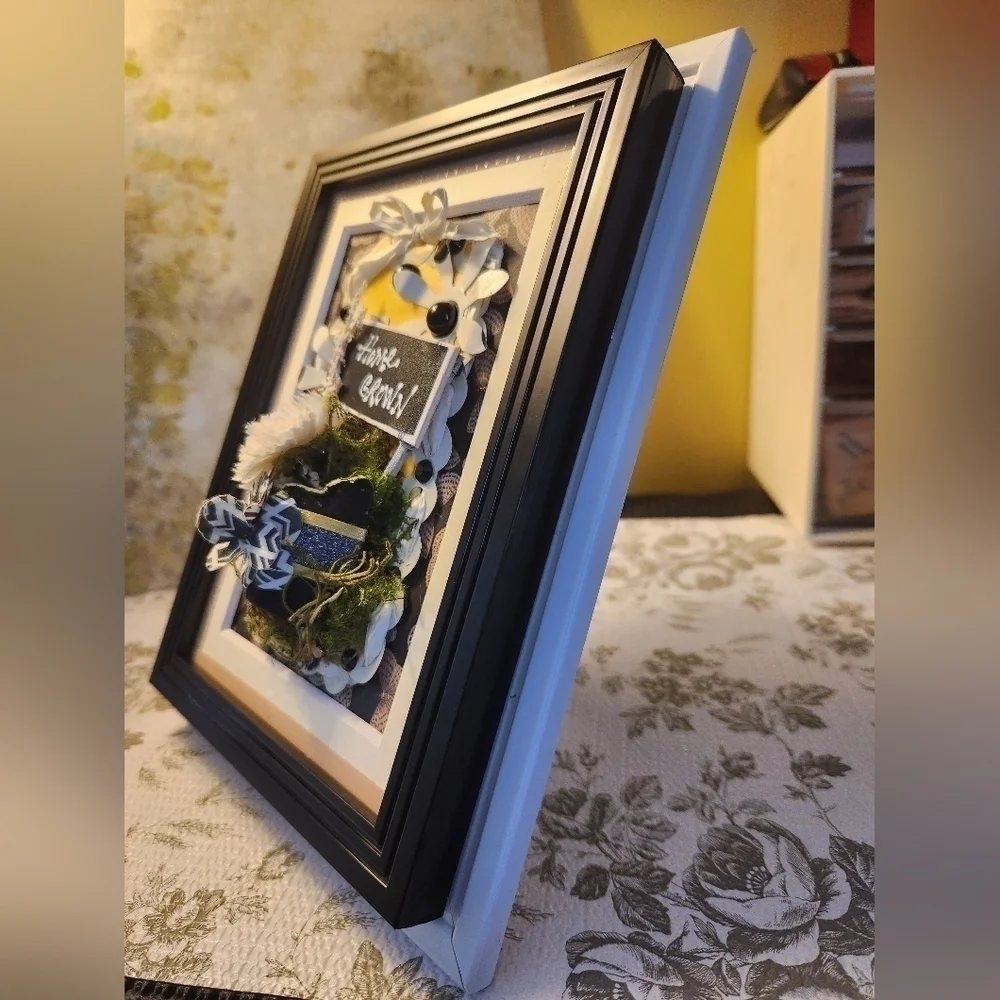 Handcrafted 3D Framed approx (7.5 x 9) GardenFloral Design.Home Decor or gift it